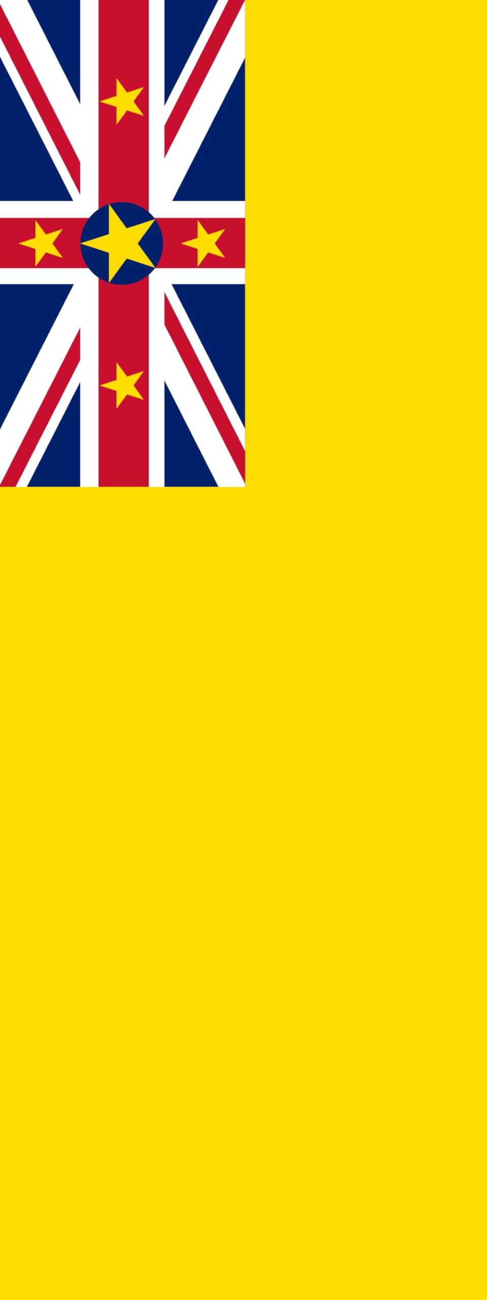 Drapeau Niue format portrait géant de 6m² dimensions 400x150cm pour mât de pavillon