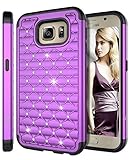 S6 Case, Galaxy S6 Case, Style4U Galaxy S6 Studded Rhinestone Crystal Bling Hybrid Armor Case Cover for Samsung Galaxy S6 with 1 Style4U Stylus [Purple / Black]