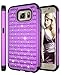 S6 Case, Galaxy S6 Case, Style4U Galaxy S6 Studded Rhinestone Crystal Bling Hybrid Armor Case Cover for Samsung Galaxy S6 with 1 Style4U Stylus [Purple / Black]