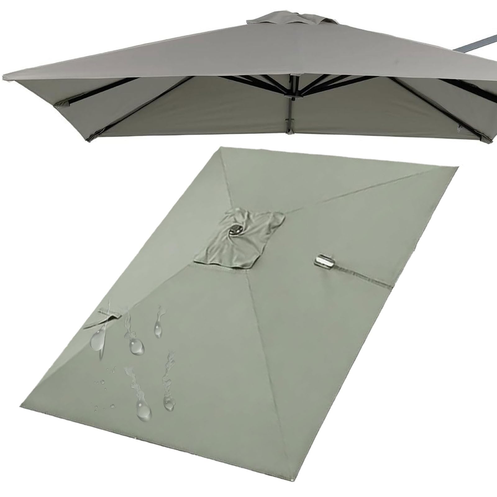 Quadratischer Sonnenschirm Ersatzbezug 3m/3.5m/4m, Ampelschirm Ersatzbezug 8 Streben, Wasserabweisender UV-geschützter Sonnenschirm Stoff Ersatz (Taupe,300x400cm/10x13ft)