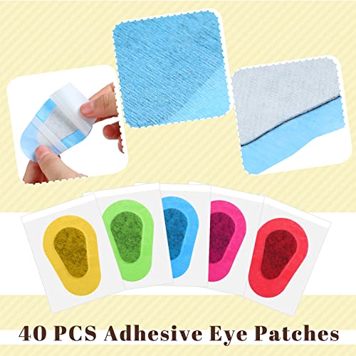 Image of Panitay 40 Pcs Eye Patches for Adults,3 X 2 Inch,Colorful | Disposable Breathable Medical Bandage, Adhesive Design for Amblyopia Lazy Correction Therapy, Daily Use Patches
