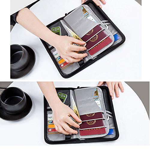 Carteira de viagem, porta-passaporte familiar com bloqueio de RFID, porta-passaporte, dinheiro, orga