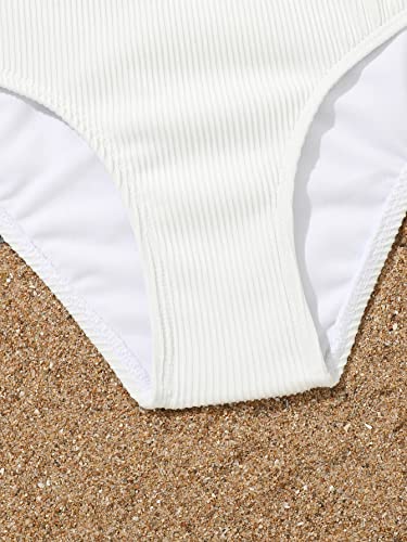 SHENHE Girl's 2 Piece Swimsuit High Waisted Spagehtti Strap Chevron Tape Bathing Suit4