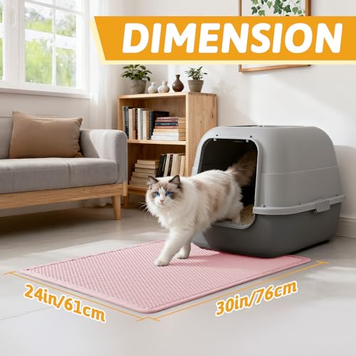 Image of Pieviev Cat Litter Mat Double Layer Waterproof Urine Proof Trapping Mat 1 Pack (Pink, 30x24 Inch (Pack of 1))