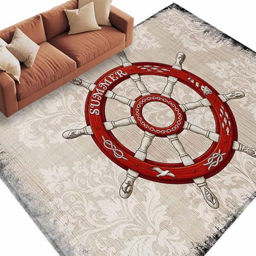 Tapete decorativo 8x10 pies rojo antideslizante lavable miniatura 2