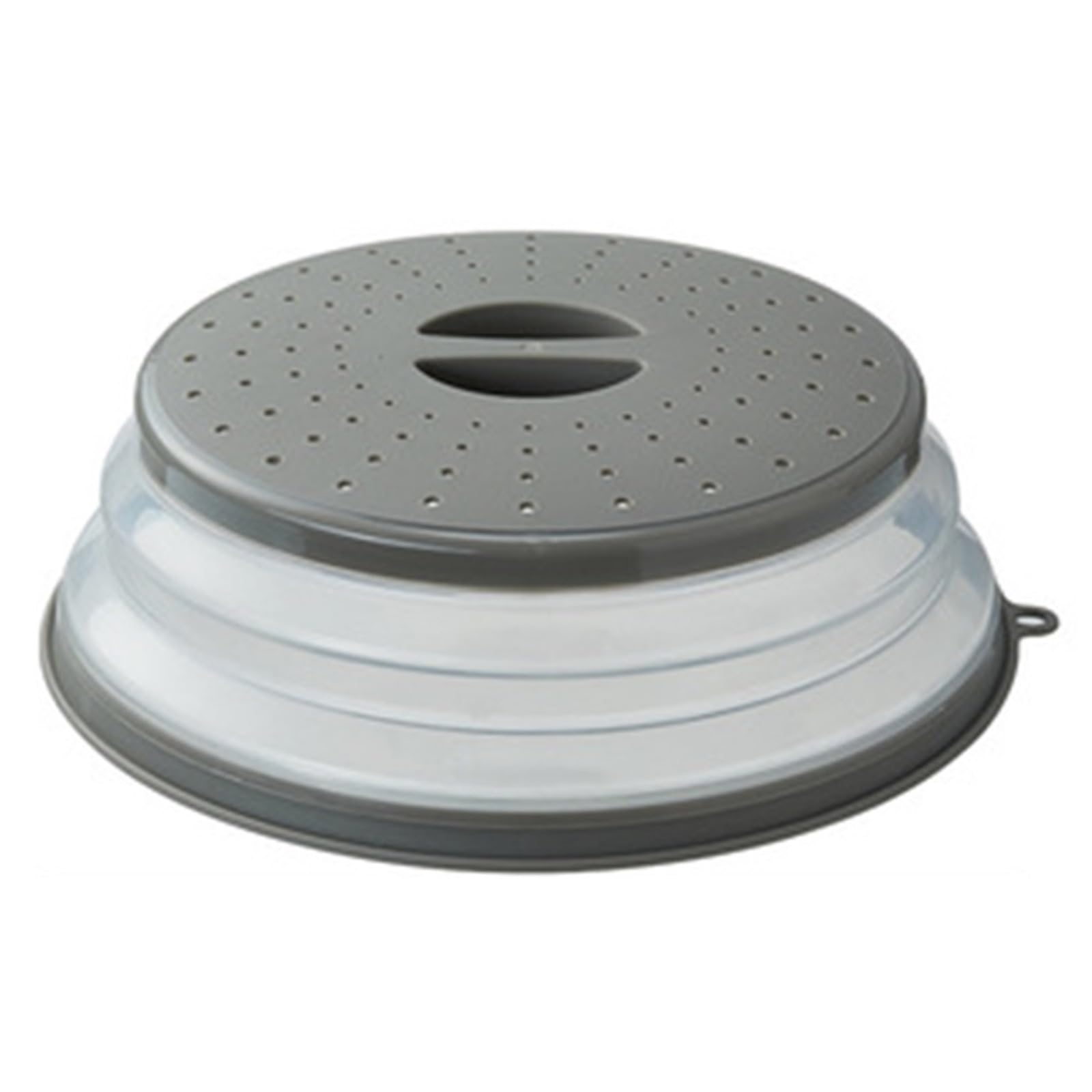 Collapsible Microwave Cover Lid Folding Silicone Plate Colander Strainer for Fruit Vegetables(Red-1)(Grey-1)