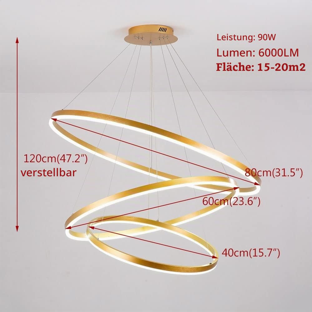 LED Pendelleuchte, Esstisch Hängelampe Dimmbar/3000-6000k Dreifarbiger Farbwechsel mit Fernsteuerung, Schlafzimmer Leuchter Moderne Kronleuchter Lampe Höhenverstellbar Esszimmerlampe Wohnzimmerl