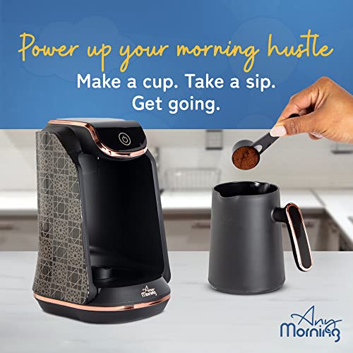 Any Morning Turkish Coffee Maker | Automatic Turkish/Greek Coffee Machine | 1-4-Cup Turkish Coffee Pot | Low-Watt Coffee Maker With Overflow Prevention, Sound Alarm, And Safety System #TOP5