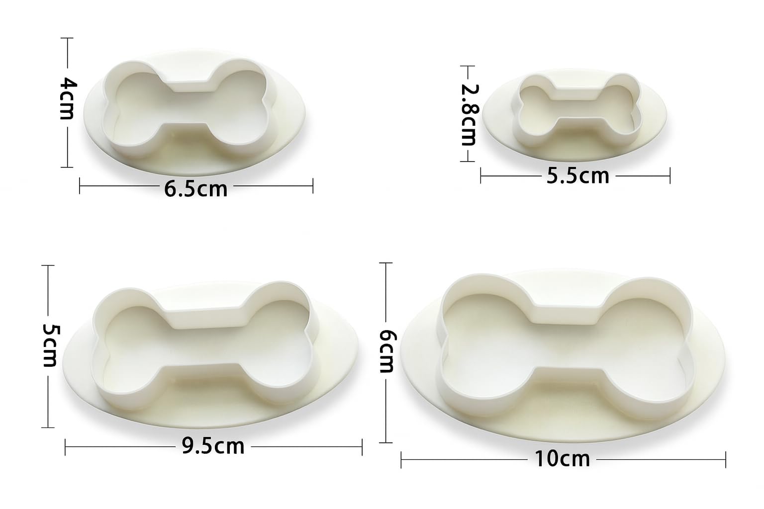 Ochtend ® Plastic Dog Bone Cookie Cutter Embosser Cake Decorating Baking Mold Tools (Pack of 4, White) 1