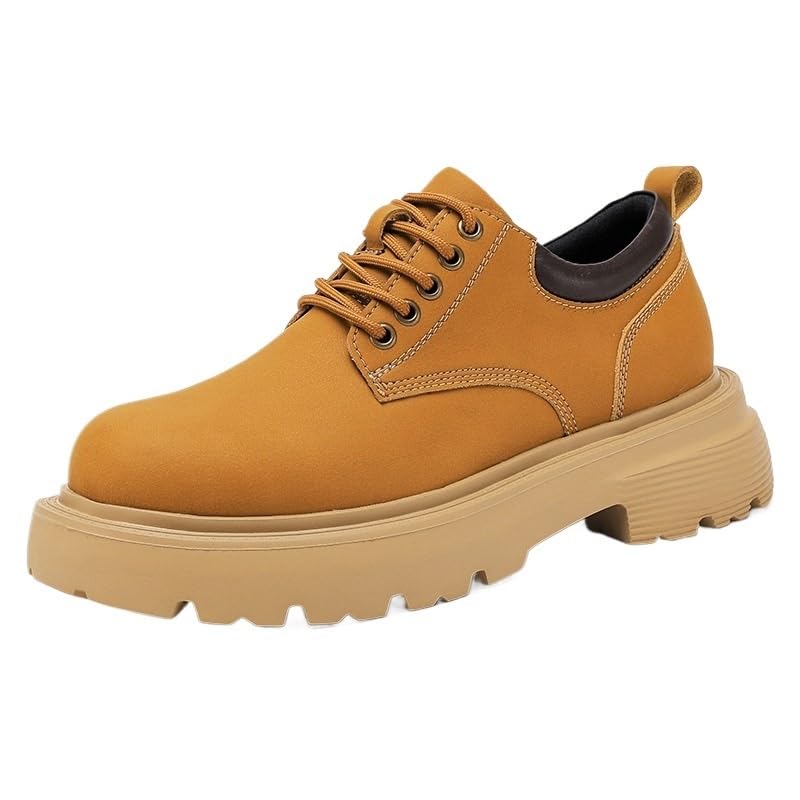 Men's Heightening Rubber Shoes Casual work Shoes Round Heel Versatile Comfortable Breathable Non-slip Lace-up Low-top Outdoor Oxford Shoes for Men(Gray,9.5)