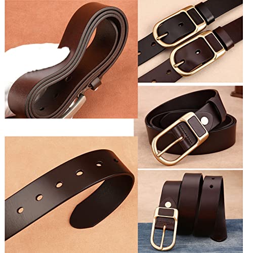 Men's Classic Dress Belt,Soft PU Solid Color Alloy D-Shaped Pin Buckle Casual Business Belt,Brown,110CM/43.3''2