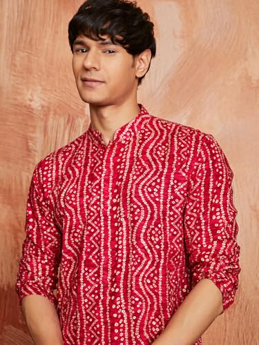 Image of VASTRAMAY Men's Bandhani Rayon Kurta