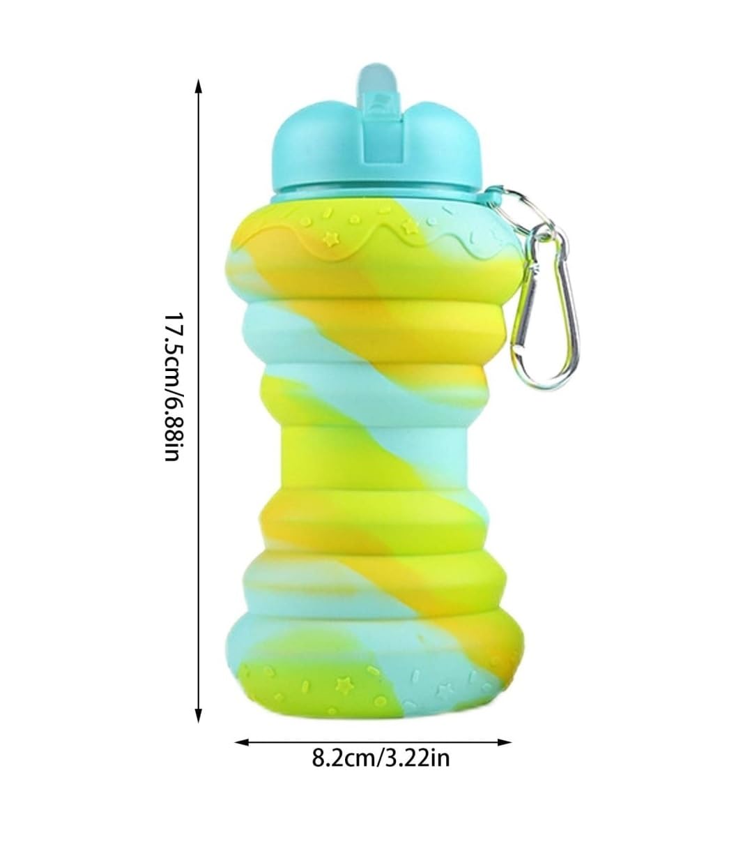 Gourde Portable en Silicone pour Camping, Pliable, avec Mousqueton, idéale pour la Salle de Sport et la randonnée.