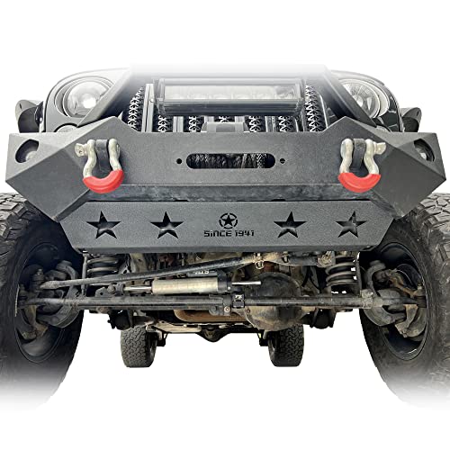 Eyouhz Jk Front Skid Plate Bumper Cover Compatible With 2007-2018 Jeep Wrangler Jk 2/4 Door, Steel Lower Guard Plate - Off-Road Engine Protection (Not Compatible With Original Factory Bumpers) #TOP1