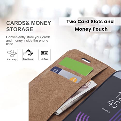 NWNK13 For Samsung Galaxy A13 5G / A13 4G / A04S Case Leather Wallet Book Flip Stand View Phone Cover with Card Holder Slots Compatible with Galaxy A13 (Black)