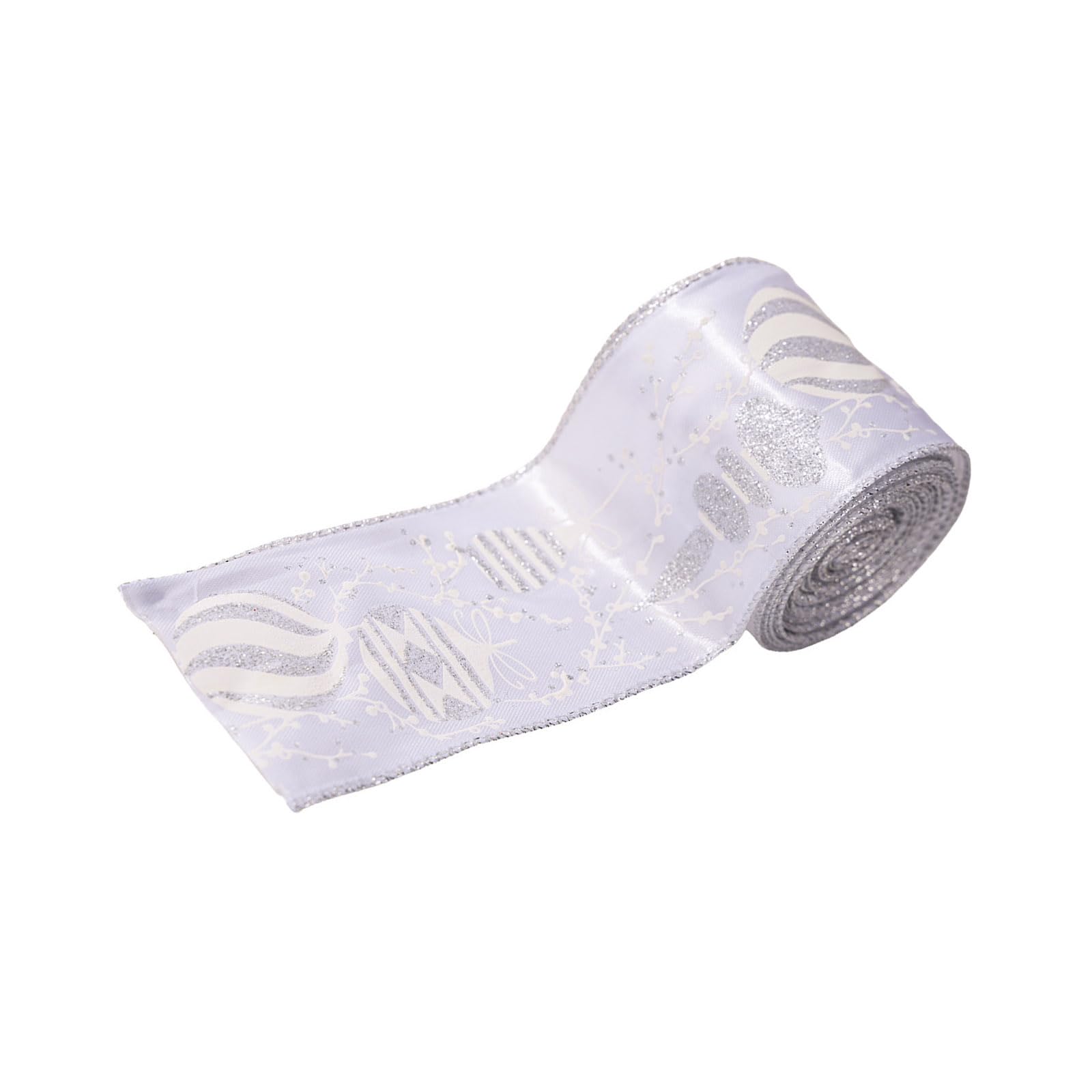 Kalttoy Silver Decorative Fabric Ribbon For Christmas Festival Bows Ribbon For Home Decors And Holiday Parties Gift Packaging Fabric For Holiday Decorations