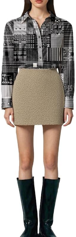 Womens Graphic Shirts Dressy Casual Long Sleeve Button Down Artistic Blouses Loose Fit Comfy Soft Fall Tops