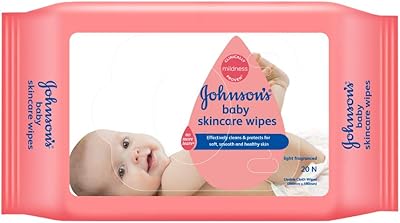 Johnsons Baby Skincare Wipes Gentle Cleaning for Little Hands & Faces 20 sheets Per Pack