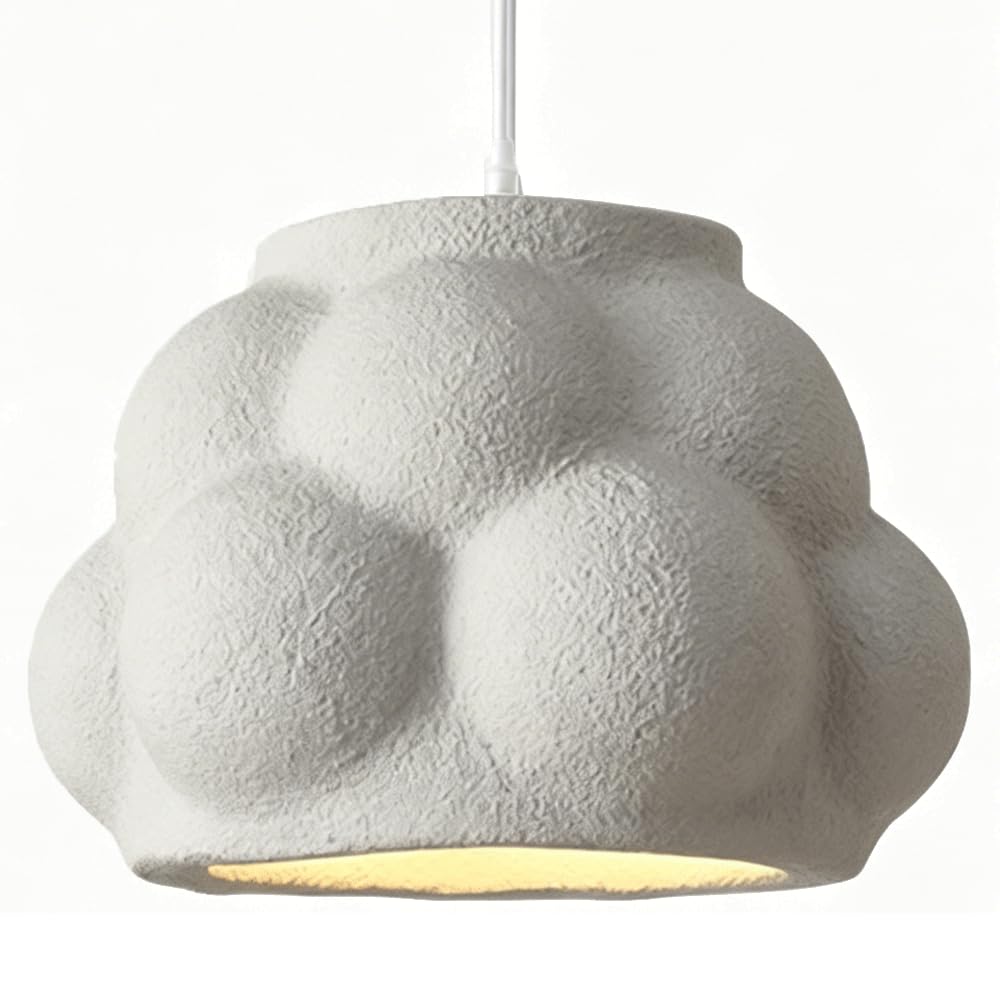 ESIYUVO Unique Cloud Outline Hanging Lamp Soft Tone Polystyrene Lampshade Chandelier Adjustable Suspension Cord E27 Base Pendant Light Fixture for Homestay Room Leisure Corner Cafe Shop Rest Room