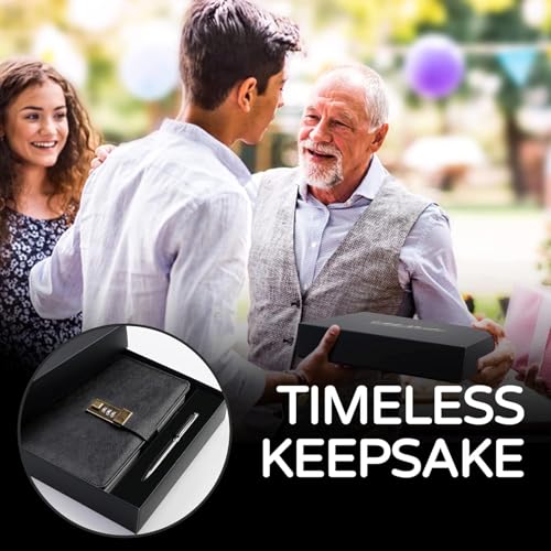 Image of Diary with Lock A5 PU Leather 240 Pages, Vintage Lock Journal with Pen & Gift Box, Lockable Diary for Women and Men, 8.6 x 5.8 Inches (Black)