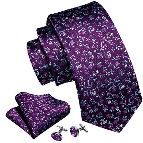 Corbata de seda para hombre con set floral y rayas