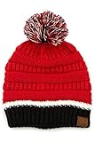 ScarvesMe CC Exclusive University College School Color Pom Pom Skully Beanie (1421-Crimson/Black)