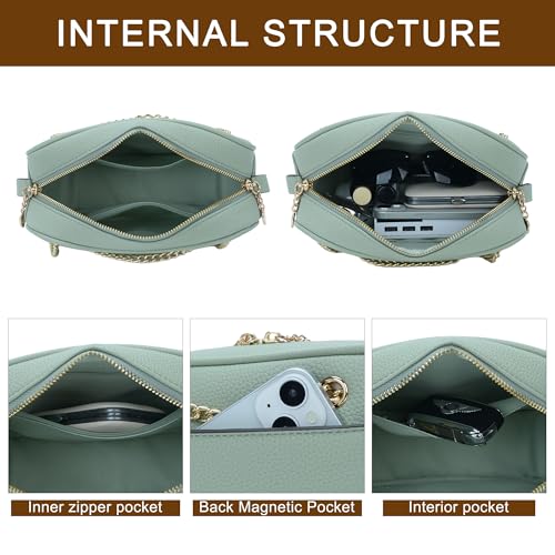 Small Crossbody Bags for Women, Soft Leather Embroidered Cross Body Purse With Adjustable Chain Straps4