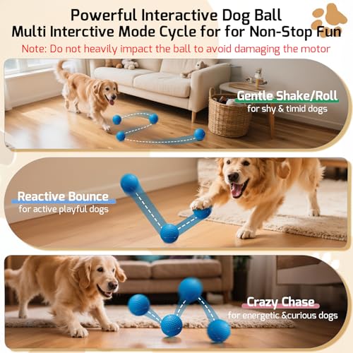 SNOYWEN Interactive Dog Toys, Automatic Moving Bouncing Rolling Ball, Food-Grade Rubber Material IPX7 Waterproof Ball for Medium, Large Dogs, 850mAh Battery Large Capacity, Type-C Rechargeable — view 4