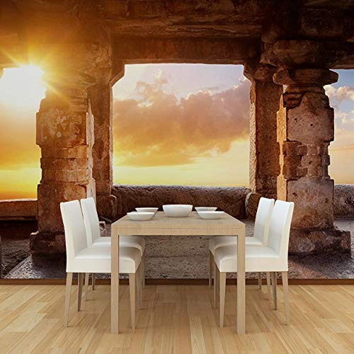 Papier Peint Coucher De Soleil pour agrandir une pièce arche de pierre 3D - 2
