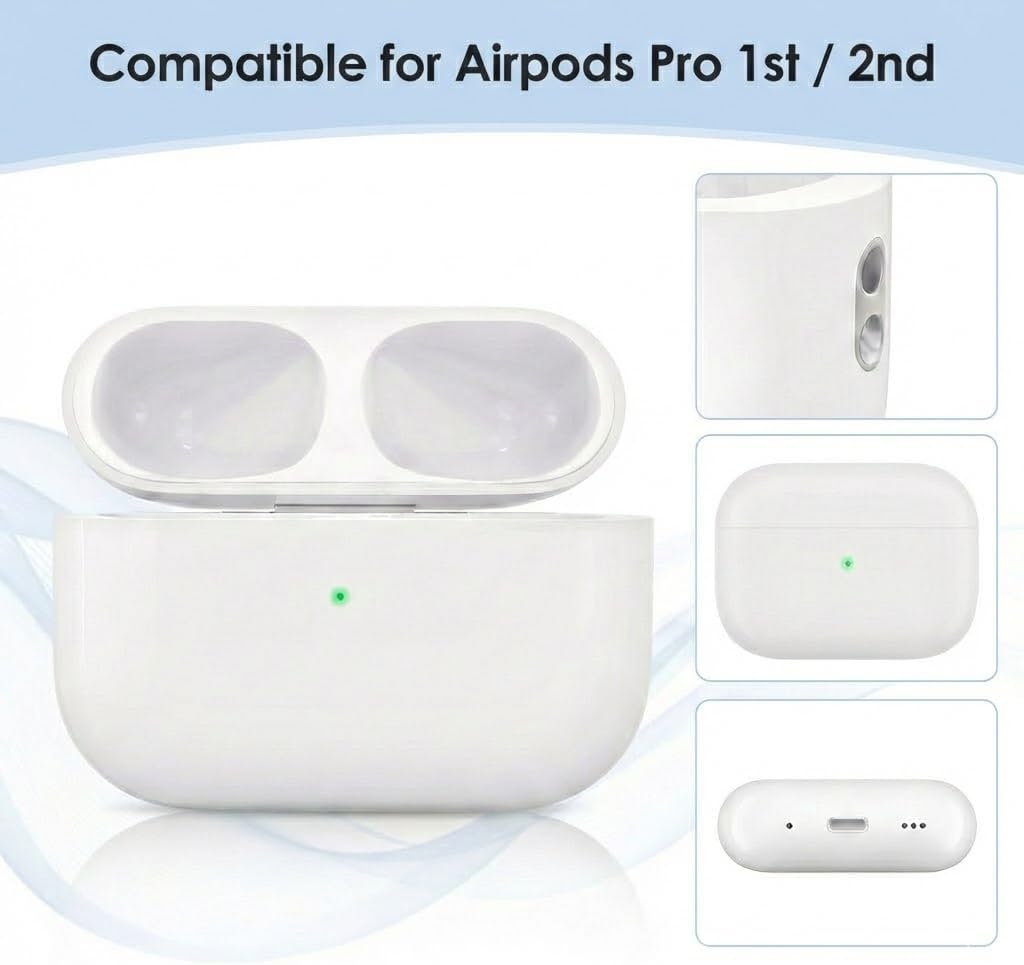 Replacement for AirPod Pro Charging Case, Wireless Charging Case Replacement Compatible with AirPods Pro 1st & 2nd Gen, Charger Case for Airpod Pro 1/2 with Bluetooth Pairing Sync Button, No Earbuds