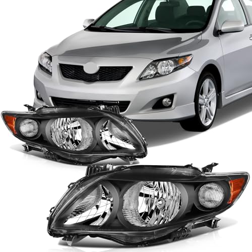 SCITOO Headlight Assembly Fit for Toyota Corolla 2009-2010 Pair Headlamps OE:TO2502183