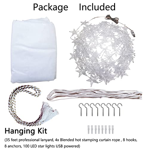 image for Comtelek Bed Canopy with LED Star Lights, Canopy Bed Curtain with RGB 