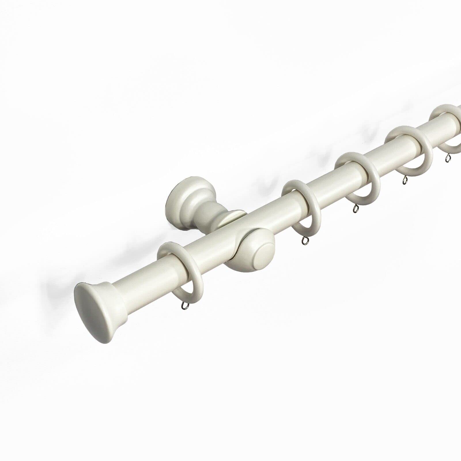 Lister Cartwright Linen White Stopper Stopper Finial 28 Mm Wooden Curtain Poles Fixed Length (, 240 Cm)