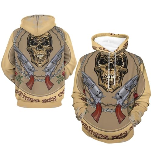 Sweatshirt à capuche manche longue au motif crâne rétro, confort doux S