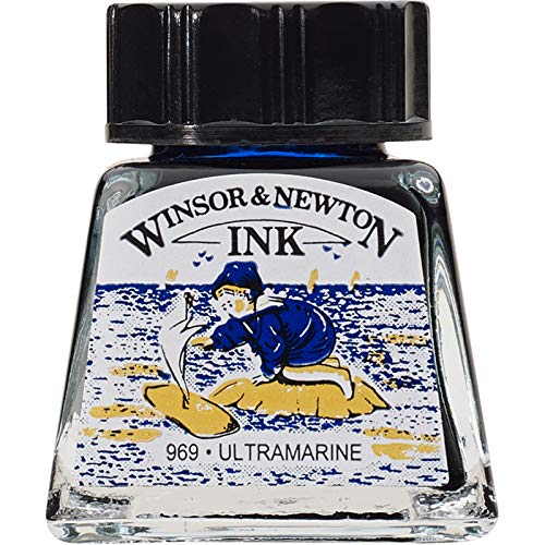 Image of Winsor & Newton Drawing Ink 14 ML - Ultramarie (660), Fast Drying, Transparent, Water-Resistant & Intermixable Inks, Ideal for Brush, Dip Pen or Air Brush - More Colours Available