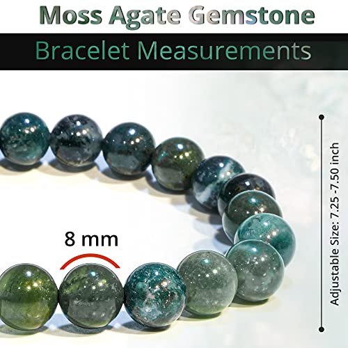 Image of ANAYA AGATE Healing Crystal Bracelet for Women and Men - 8mm Round Beaded Bracelet for Men and Women - Unisex Stretchy Gemstone Bracelet for Healing and Protection