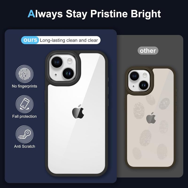 Image of Thermoplastic Polyurethane For iPhone Case 14,[Anti-Yellowing Technology] [Military Grade Drop Protection] Shockproof Slim Hybrid Phone Case For iPhone 14-Carbon Black