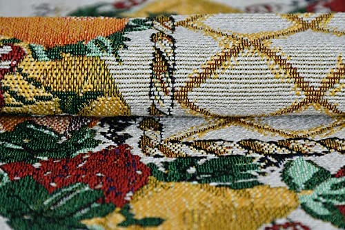 Image of Jacquard Cotton Rectangular Dining Table Runner 4 Seater with Mat | Anti Skid Table Mats Set of 4 and Runner Cloth Kitchen Placemat Set Washable and Heat Resistant, Net Flower