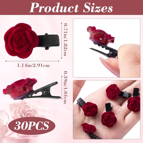 20 piezas de broches mini rosas rojas para cabello miniatura 2
