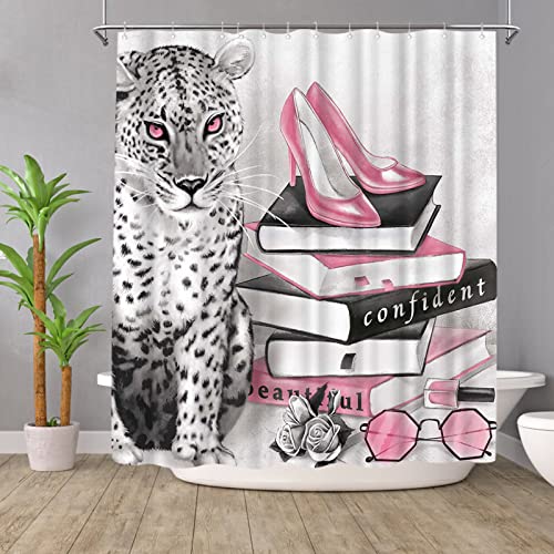Atgowac Pink Shower Curtain Cheetah Shower Curtain Leopard Shower Curtain Animal Print Shower Curtain Bathroom Decor #TOP3