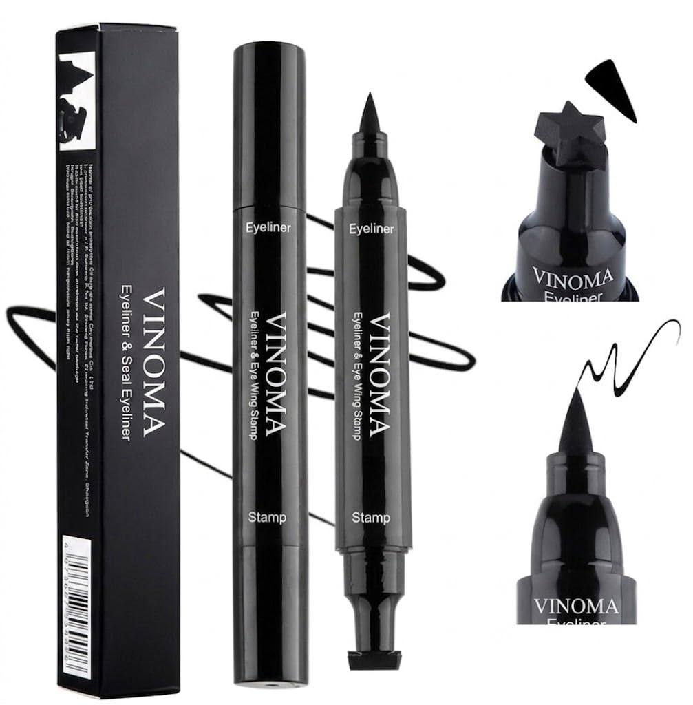 Eyeliner & Seal Stamp, Double-Ended Eye Wing Stamp Pen, Black, Waterproof (PACK OF 1)-image-8