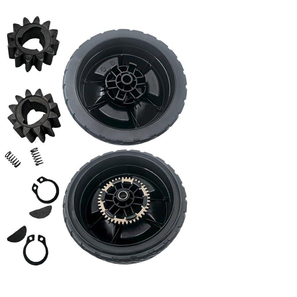 Risveglio 8 Inch Lawn Mower Wheels and 12 Tooth Drive Gear Kit HRN216 VKA VKAA VLA VLAA VYA VYAA, for Replacement Parts 44710-VR8-N00ZA 42710-VR8-N00ZA