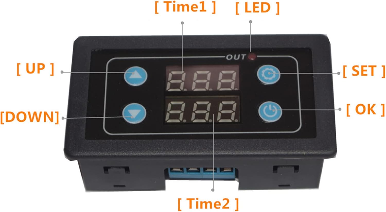DeWin Timer Relay Module with labeled buttons and display