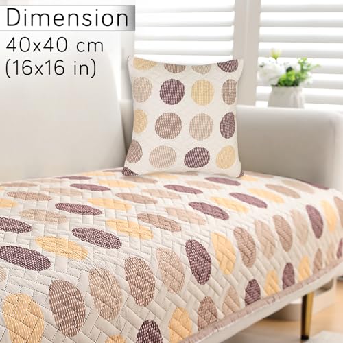 Image of HOKIPO Printed Cushion Cover 16x16 in, Brown Polka Dot