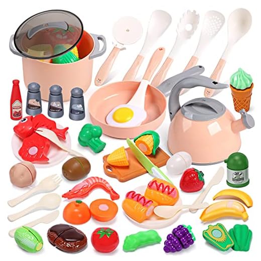 CUTE STONE Kids Kitchen Accessories Set, Play Food Sets for Kids Kitchen, Kids Cooking Sets with Play Pots and Pans, Utensils Cookware Toys, Kids Kitchen Playset, Play Kitchen Toy for Girls Boys