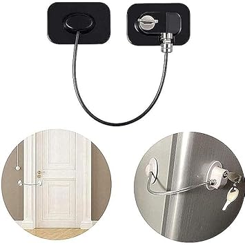 Elie India 1Pcs Refrigerator Lock Freezer Door Lock Cabinet Lock Strong Adhesive Lock Window Door Restrictor Cable for Baby Toddler Child Safety Device (Multi-Colour-Black)