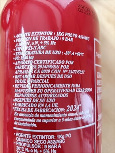 Miniatura 5 de Ferretelix Extintor 1 Kg Abc Con Soporte De Montaje Ideal Para Coche, Casa, Caravana, Oficina, Barbacoa Y Barco