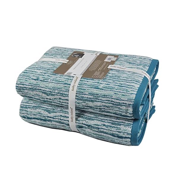 kathy ireland® 100% Cotton Bath Towels Set, 2 Piece Bathroom Towels, Ultra Soft, Highly Absorbent Large Bath Towel, 600 GSM (Americana Aqua)