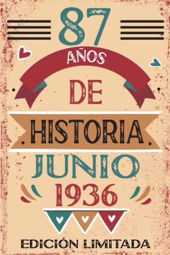 87 Años De Historia Junio 1936: Libro de visitas, cuaderno, 110 páginas de felicitaciones, idea de regalo, regalo Para la esposa, novia, mujer, La madre