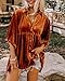 Women's Velvet Cocktail Dress Fall Fashion Lantern Sleeve High Waist A-Line Skater Party Dresses Brown